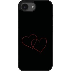 Coque iPhone 17e / 16e - Silicone rigide noir Valentine 2023 attached heart