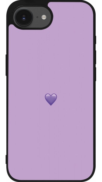 Coque iPhone 16e - Silicone rigide noir Valentine 2023 purpule single heart