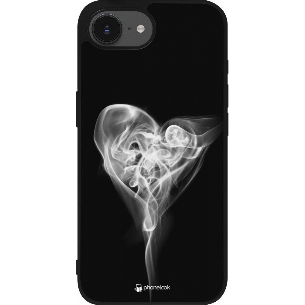 Coque iPhone 16e - Silicone rigide noir Valentine 2022 Black Smoke
