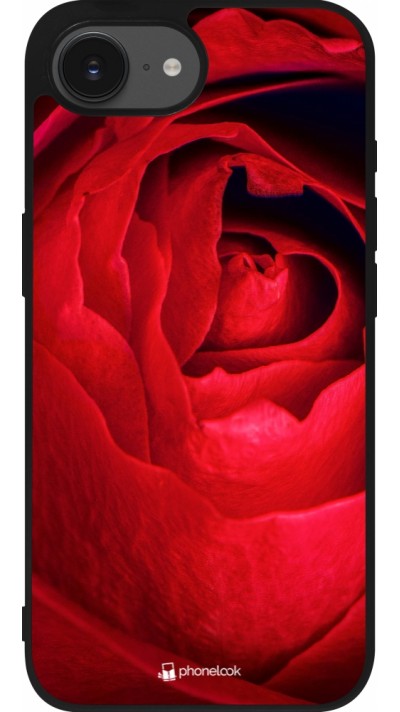 Coque iPhone 16e - Silicone rigide noir Valentine 2022 Rose