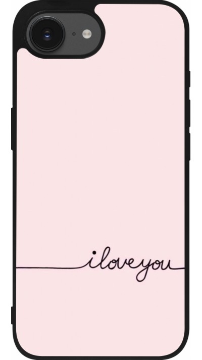 Coque iPhone 16e - Silicone rigide noir Valentine 2023 i love you writing
