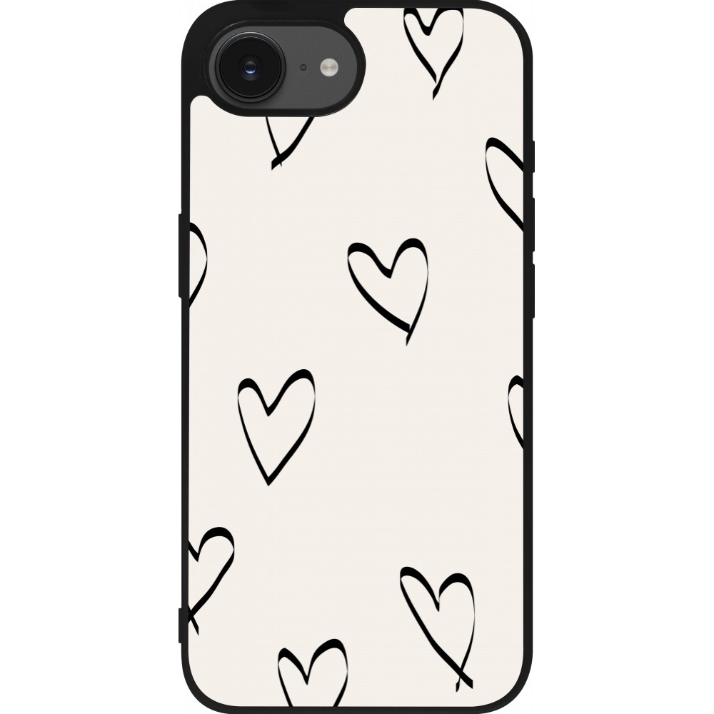 iPhone 16e Case Hülle - Silikon schwarz Valentine 2023 minimalist hearts
