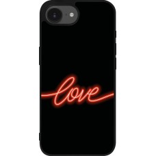 Coque iPhone 17e / 16e - Silicone rigide noir Valentine 2023 neon love