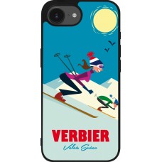 Coque iPhone 17e / 16e - Silicone rigide noir Verbier Ski Downhill