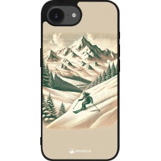 Coque iPhone 17e / 16e - Silicone rigide noir Vintage Ski Mountain