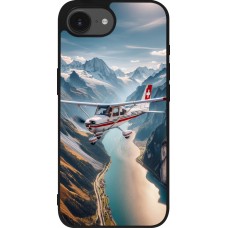 Coque iPhone 16e - Silicone rigide noir Vol Alpin Suisse