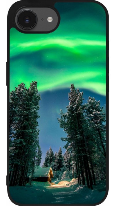 iPhone 16e Case Hülle - Silikon schwarz Winter 22 Northern Lights