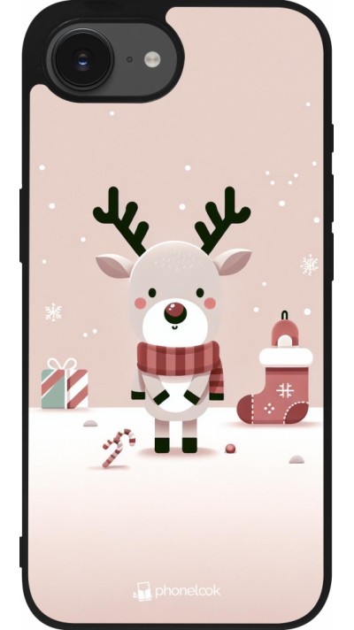 Coque iPhone 16e - Silicone rigide noir Noël 2023 Choupinette Renne