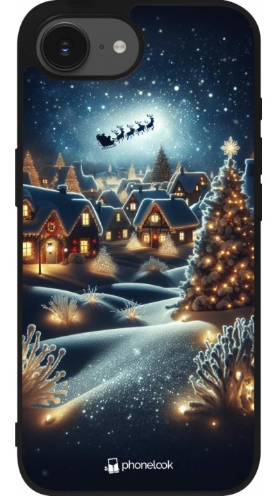 Coque iPhone 16e - Silicone rigide noir Noël 2023 Christmas is Coming