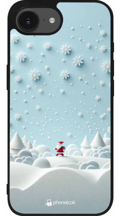 Coque iPhone 16e - Silicone rigide noir Noël 2023 Petit Père Flocon