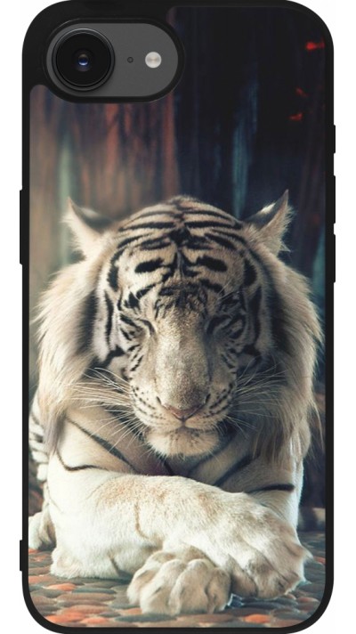 iPhone 16e Case Hülle - Silikon schwarz Zen Tiger