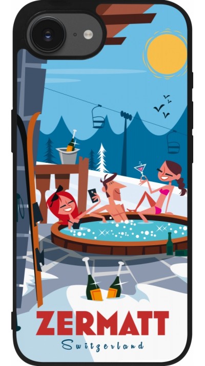 iPhone 16e Case Hülle - Silikon schwarz Zermatt Mountain Jacuzzi