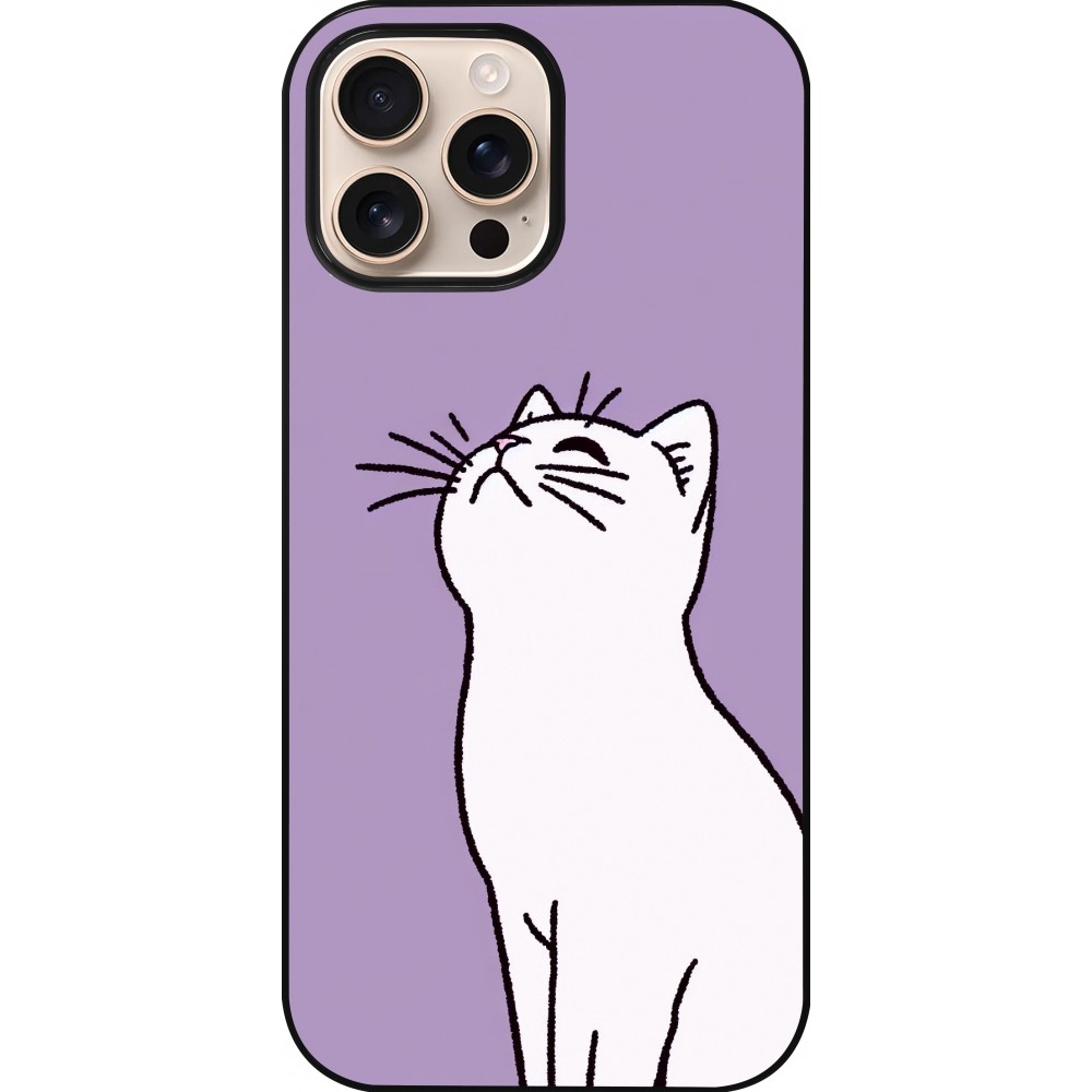 Coque iPhone 16 Pro Max - Chat sur fond violet