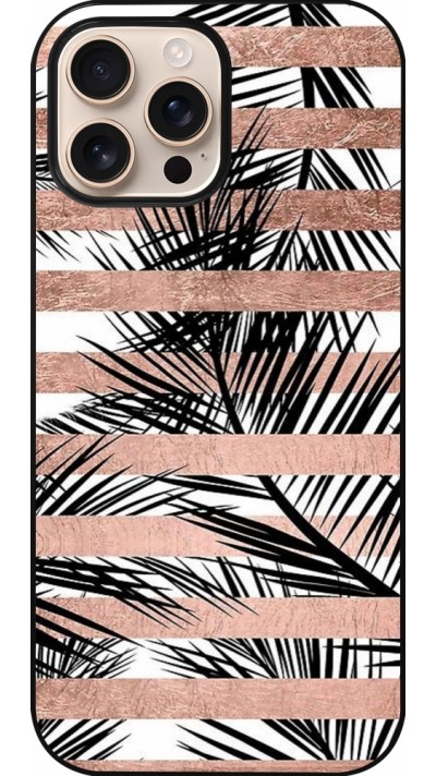 Coque iPhone 16 Pro Max - Palm trees gold stripes