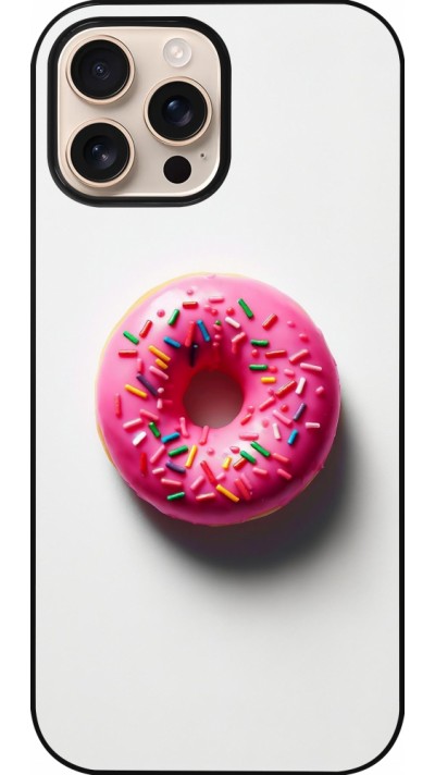 Coque iPhone 16 Pro Max - Weißer Hintergrund, pinker Donut