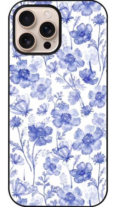 Coque iPhone 16 Pro Max - Spring 23 watercolor blue flowers
