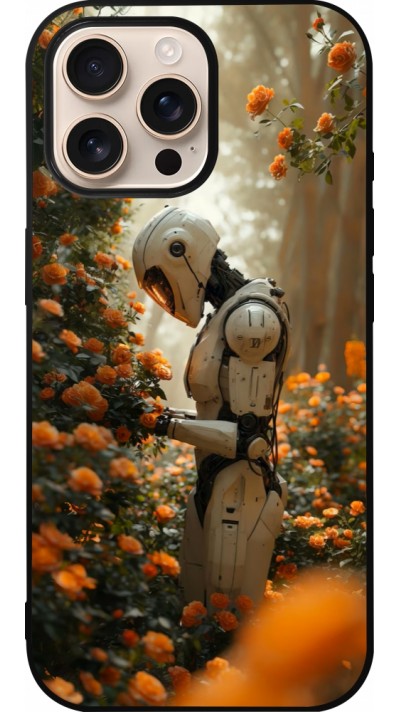 iPhone 16 Pro Max Case Hülle - Silikon schwarz Astronaut flowers 2025