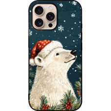 Coque iPhone 16 Pro Max - Silicone rigide noir Christmas 25 Bear