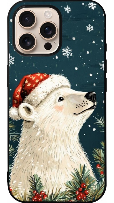 Coque iPhone 16 Pro Max - Silicone rigide noir Christmas 25 Bear