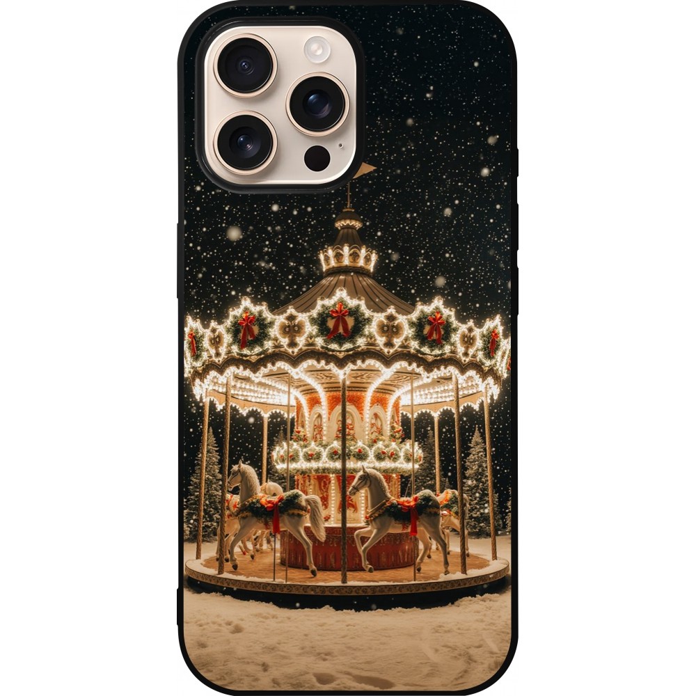 Coque iPhone 16 Pro Max - Silicone rigide noir Christmas 25 Carousel