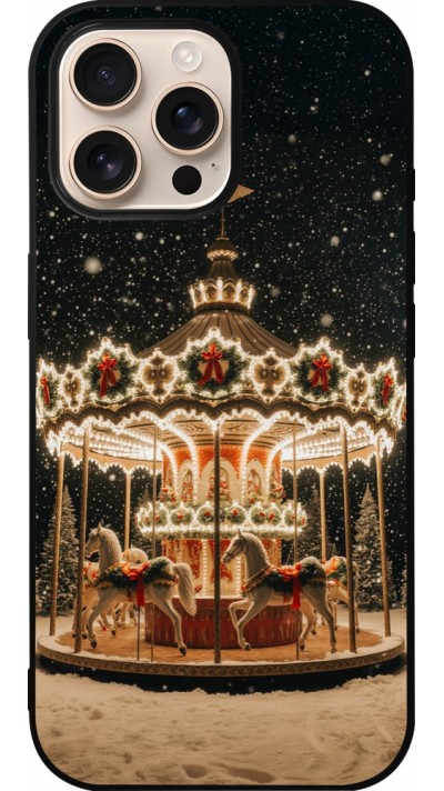 Coque iPhone 16 Pro Max - Silicone rigide noir Christmas 25 Carousel