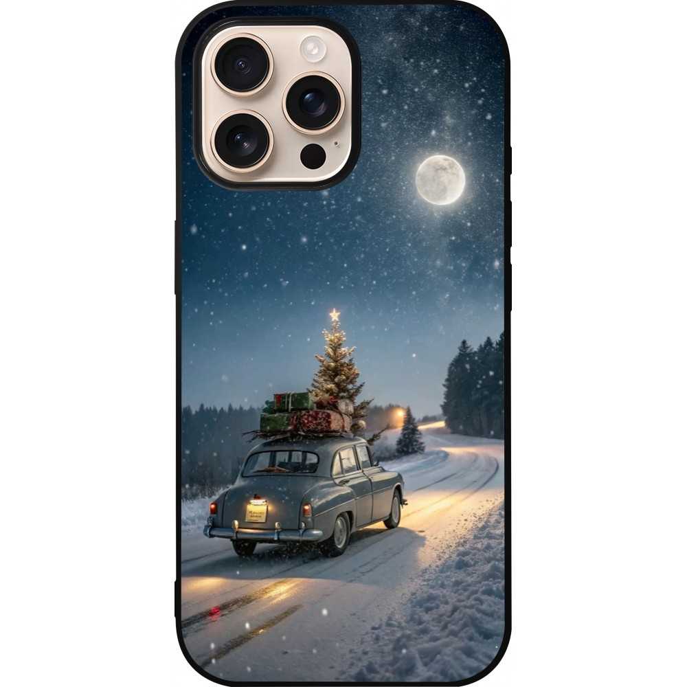 Coque iPhone 16 Pro Max - Silicone rigide noir Christmas 25 Car with Tree Xmas