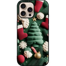 Coque iPhone 16 Pro Max - Silicone rigide noir Christmas 25 Christmas textiles
