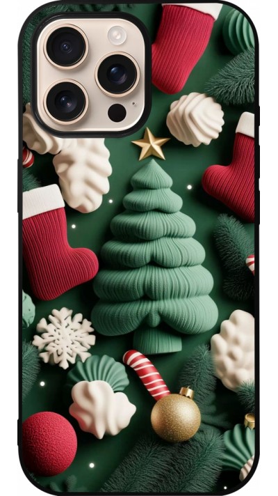 Coque iPhone 16 Pro Max - Silicone rigide noir Christmas 25 Christmas textiles