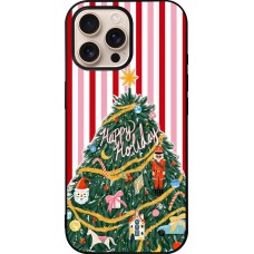 Coque iPhone 16 Pro Max - Silicone rigide noir Christmas 25 Happy Holiday