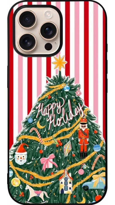 Coque iPhone 16 Pro Max - Silicone rigide noir Christmas 25 Happy Holiday