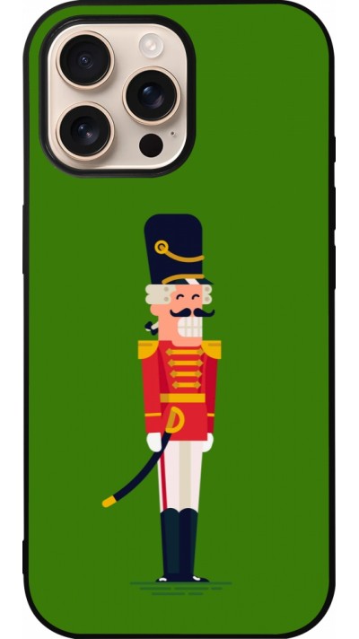 Coque iPhone 16 Pro Max - Silicone rigide noir Christmas 25 Nutcracker Green