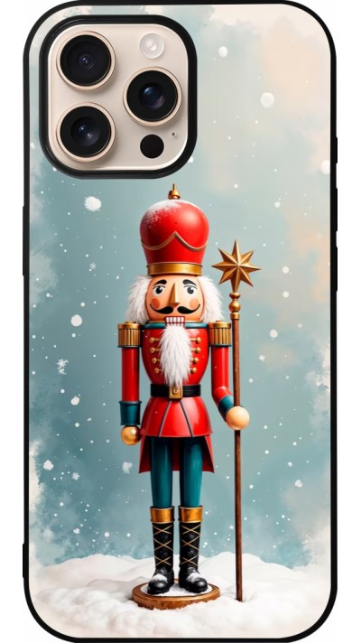 Coque iPhone 16 Pro Max - Silicone rigide noir Christmas 25 Nutcracker Snow