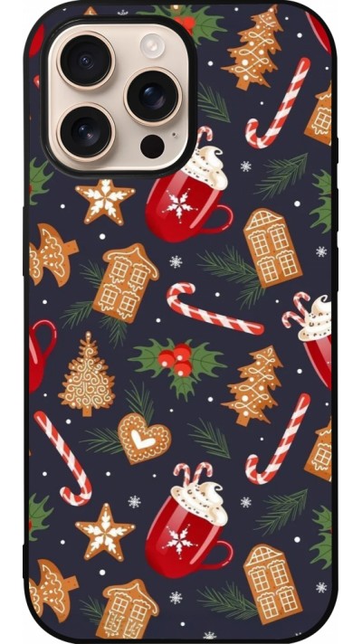 Coque iPhone 16 Pro Max - Silicone rigide noir Christmas 25 Pattern Gingerbread House