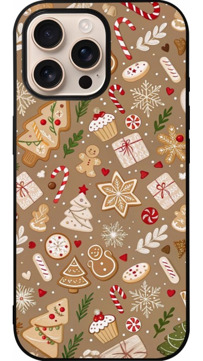 Coque iPhone 16 Pro Max - Silicone rigide noir Christmas 25 Pattern Ginger Cookie