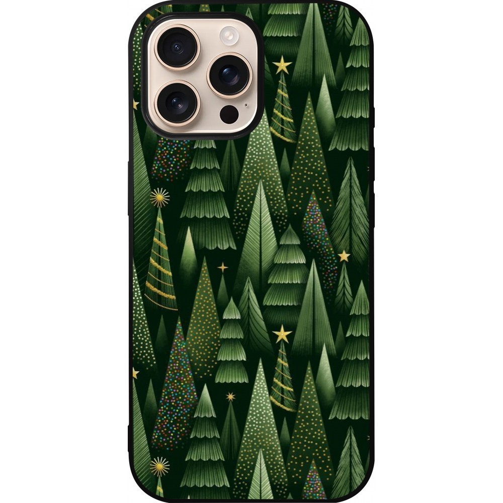 Coque iPhone 16 Pro Max - Silicone rigide noir Christmas 25 Pattern Xmas Tree
