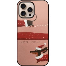 Coque iPhone 16 Pro Max - Silicone rigide noir Christmas 25 Teckel Merry Xmas