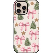 Coque iPhone 16 Pro Max - Silicone rigide noir Christmas 25 Vintage Ribbons