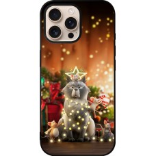 Coque iPhone 16 Pro Max - Silicone rigide noir Christmas 25 Xmas Cat