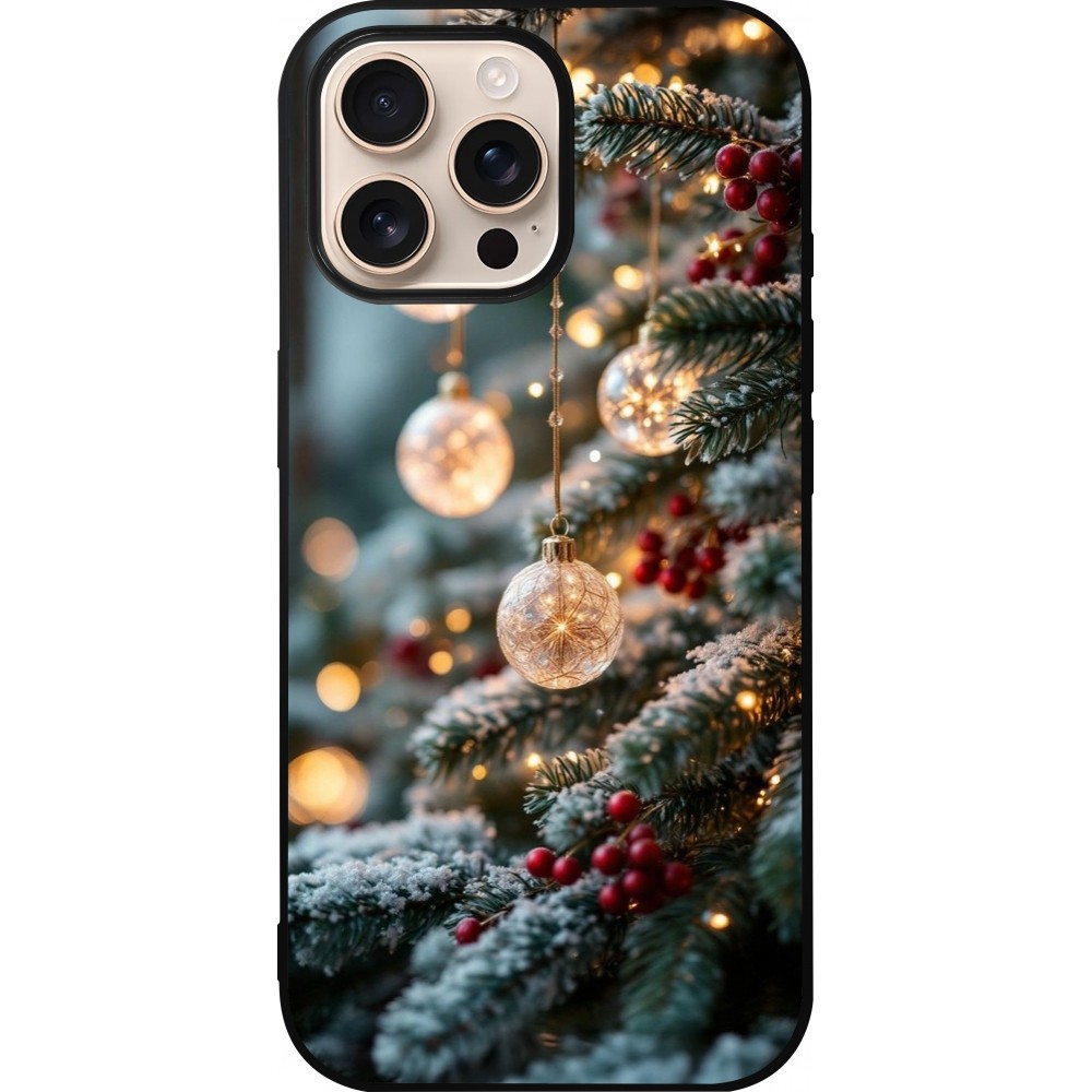 Coque iPhone 16 Pro Max - Silicone rigide noir Christmas 25 Xmas Decorated Tree