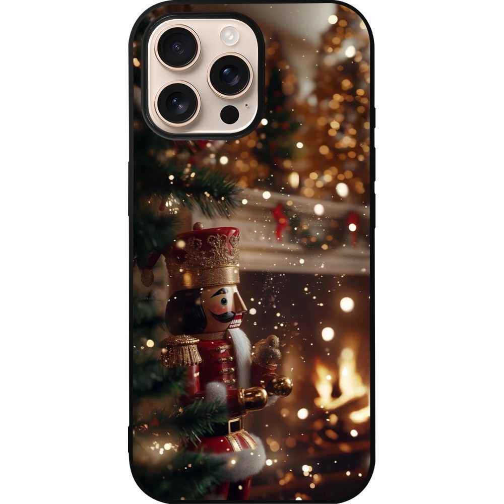 Coque iPhone 16 Pro Max - Silicone rigide noir Christmas 25 Xmas Nutcracker