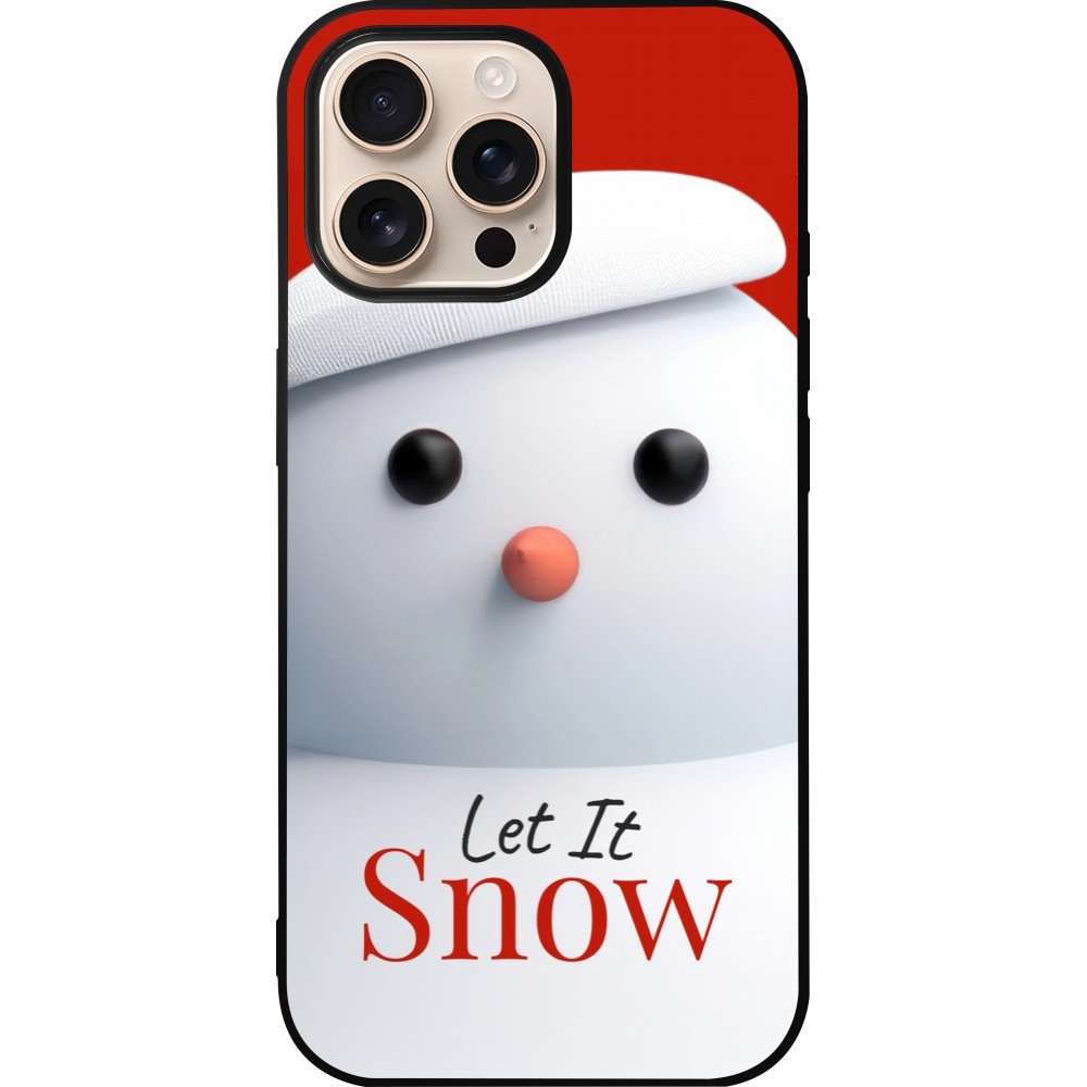 Coque iPhone 16 Pro Max - Silicone rigide noir Christmas 25 Xmas Snowman