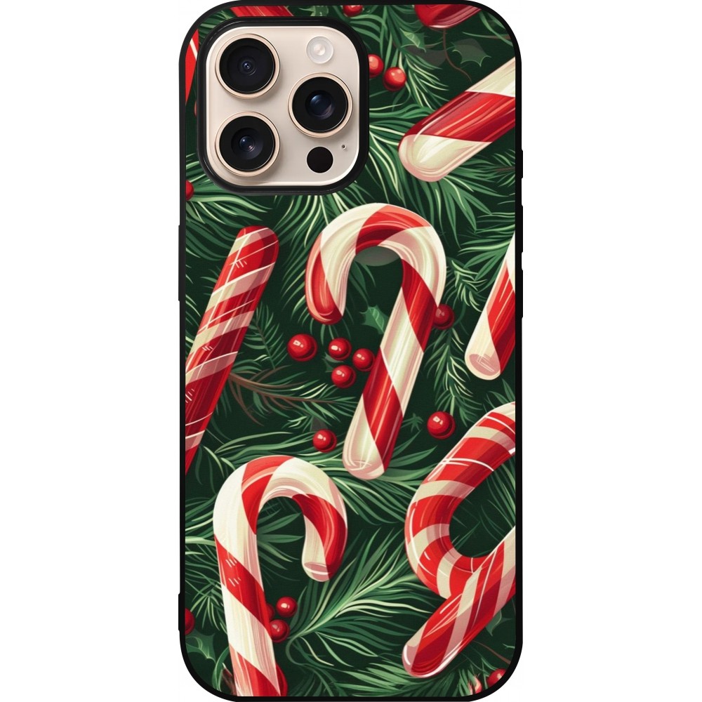 Coque iPhone 16 Pro Max - Silicone rigide noir Christmas 25 Xmas Stick