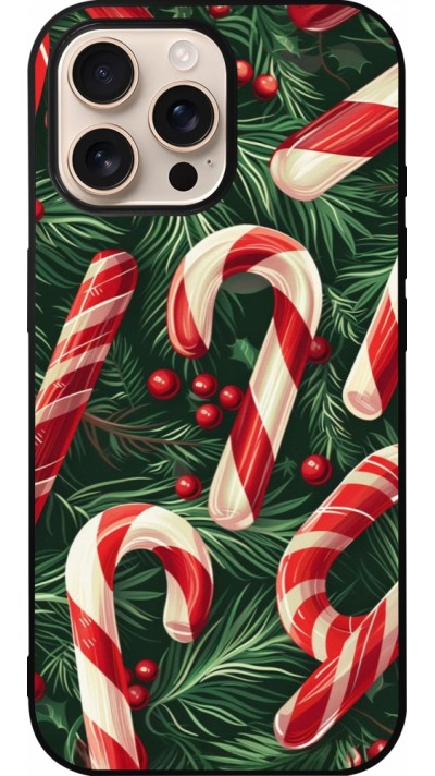 Coque iPhone 16 Pro Max - Silicone rigide noir Christmas 25 Xmas Stick
