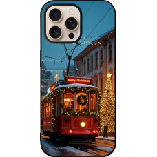 Coque iPhone 16 Pro Max - Silicone rigide noir Christmas 25 Xmas Train