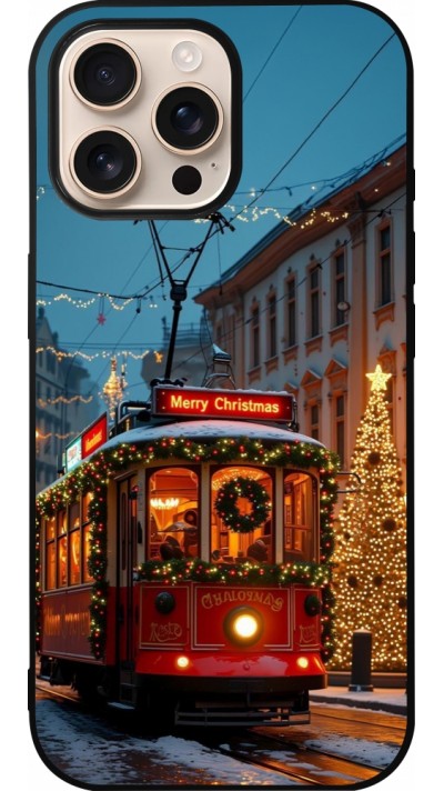 Coque iPhone 16 Pro Max - Silicone rigide noir Christmas 25 Xmas Train