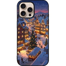 Coque iPhone 16 Pro Max - Silicone rigide noir Christmas 25 Xmas Village