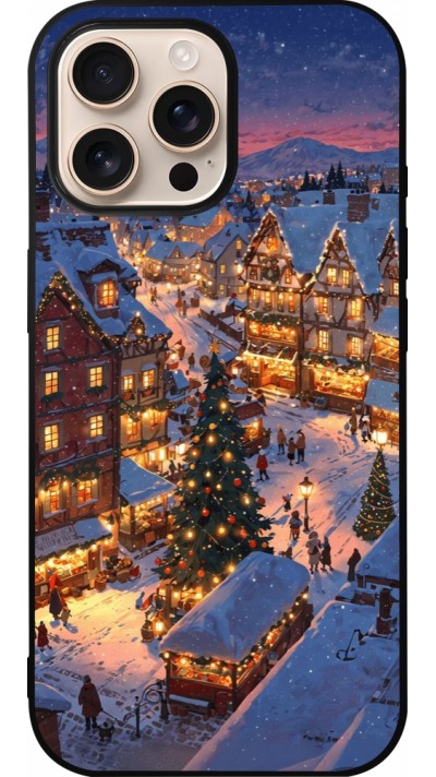Coque iPhone 16 Pro Max - Silicone rigide noir Christmas 25 Xmas Village
