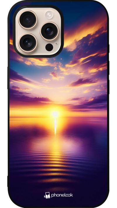 iPhone 16 Pro Max Case Hülle - Silikon schwarz Sonnenuntergang gelb violett