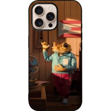 Coque iPhone 16 Pro Max - Silicone rigide noir Dancing frog DTMF