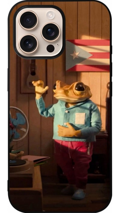 Coque iPhone 16 Pro Max - Silicone rigide noir Dancing frog DTMF